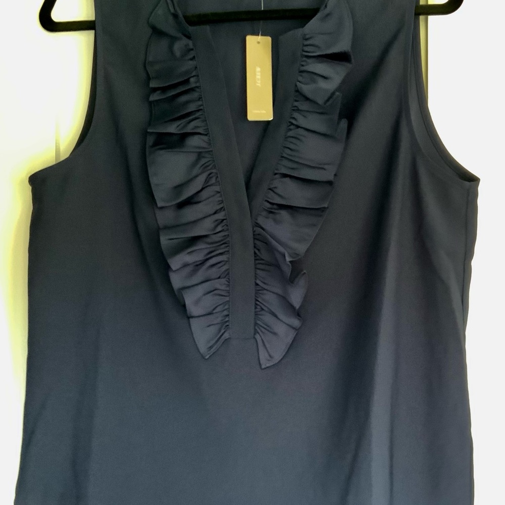 NWT J Crew Navy Blue Sleeveless Crepe Blouse Medium